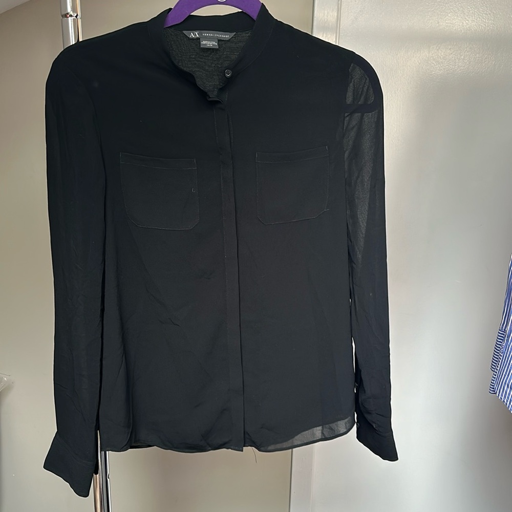 Armani Exchange New Without Tags XS Button Down Blouse Black